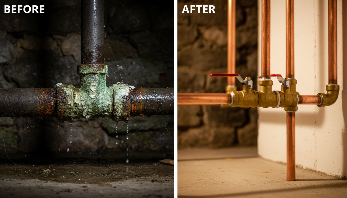 Before and After Plumbing Work